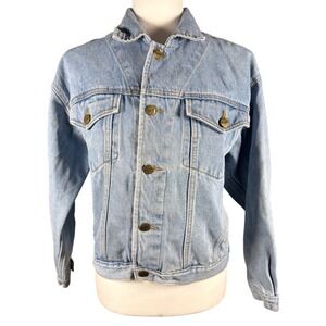Bergamo Vintage Light Wash Denim Trucker Jacket Women Small 100% Cotton 80s 90s